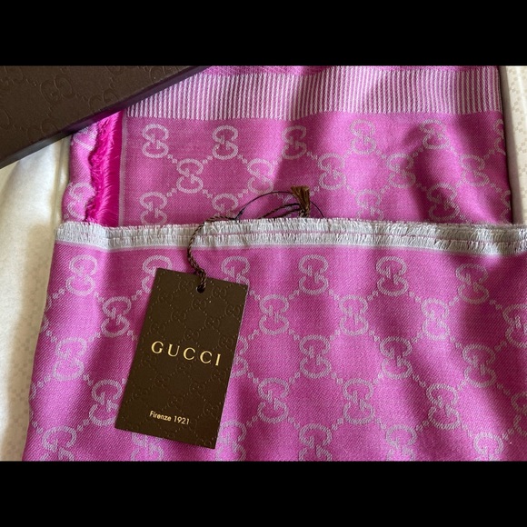 Brand-new Gucci double GG silk wool shawl Scarves - Picture 3 of 5
